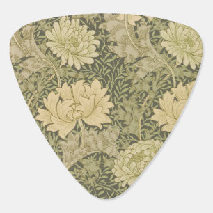 William Morris Chrysanthemum Sage Flower Guitar Pick