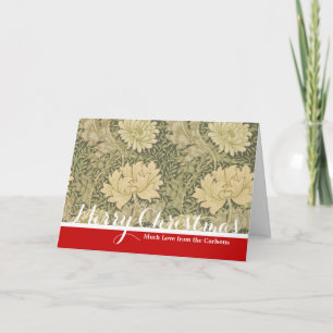 William Morris Chrysanthemum Sage Flower Holiday Card