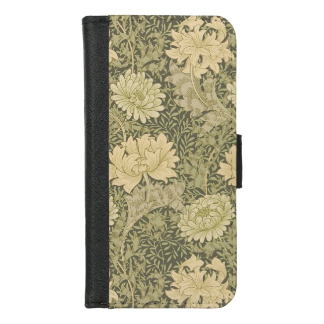 William Morris Chrysanthemum Sage Flower iPhone Wallet Case (Front)