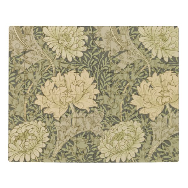 William Morris Chrysanthemum Sage Flower Jigsaw Puzzle (Puzzle Horizontal)