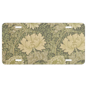 William Morris Chrysanthemum Sage Flower License Plate