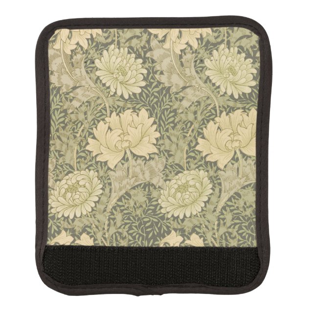 William Morris Chrysanthemum Sage Flower Luggage Handle Wrap (Front)