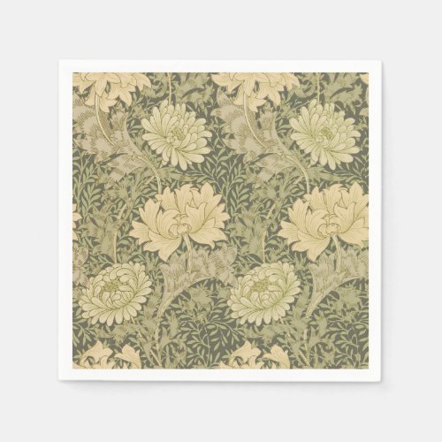 William Morris Chrysanthemum Sage Flower Napkins