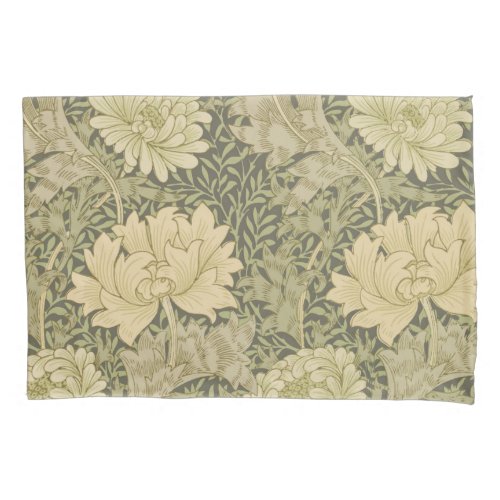 William Morris Chrysanthemum Sage Flower Pillow Case