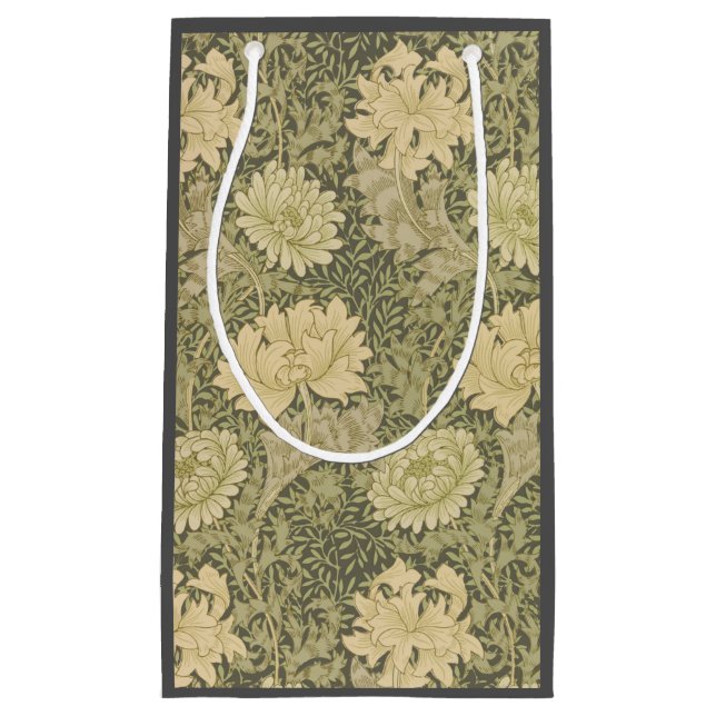 William Morris Chrysanthemum Sage Flower Small Gift Bag (Front)