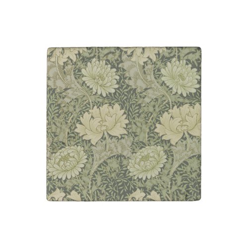 William Morris Chrysanthemum Sage Flower Stone Magnet