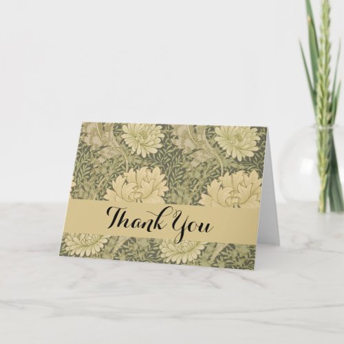 William Morris Chrysanthemum Sage Flower Thank You Card