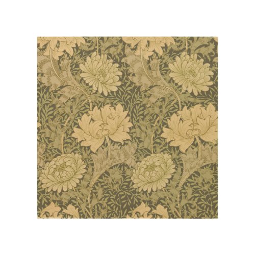 William Morris Chrysanthemum Sage Flower Wood Wall Art