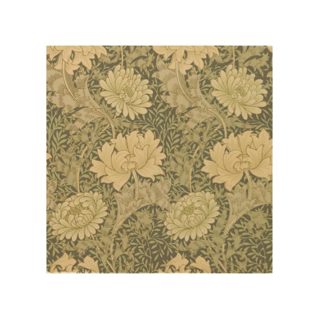 William Morris Chrysanthemum Sage Flower Wood Wall Art (Front)