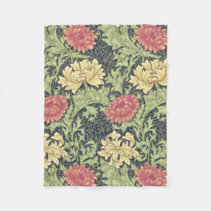William Morris Chrysanthemum Vintage Floral Art Fleece Blanket