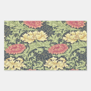William Morris Chrysanthemum Vintage Floral Art Rectangular Sticker