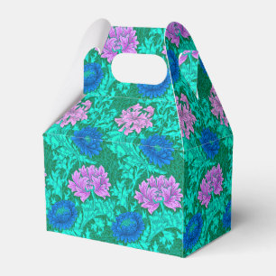 William Morris Chrysanthemums, Aqua and Violet Favor Boxes