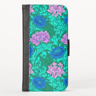 William Morris Chrysanthemums, Aqua and Violet iPhone X Wallet Case