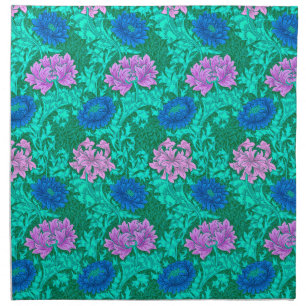 William Morris Chrysanthemums, Aqua and Violet Napkin