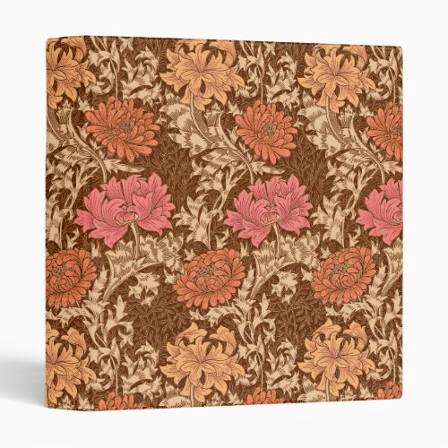 William Morris Chrysanthemums Brown and Rust 3 Ring Binder