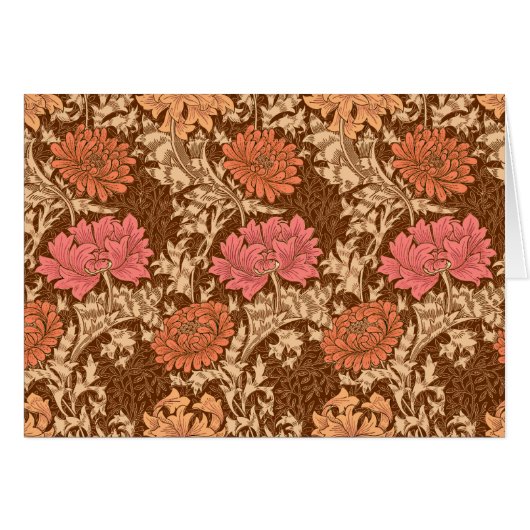 William Morris Chrysanthemums, Brown and Rust Cards (Front Horizontal)