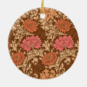 William Morris Chrysanthemums, Brown and Rust Cera Ceramic Ornament