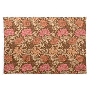 William Morris Chrysanthemums, Brown and Rust Cloth Placemat