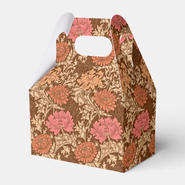 William Morris Chrysanthemums, Brown and Rust Favor Boxes (Front Side)
