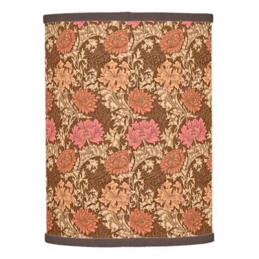 William Morris Chrysanthemums, Brown and Rust Lamp Shade (Back)