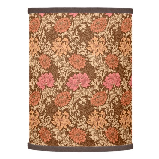 William Morris Chrysanthemums, Brown and Rust Lamp Shade (Left)
