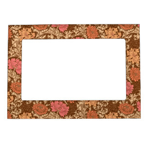 William Morris Chrysanthemums, Brown and Rust Magnetic Picture Frame