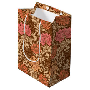 William Morris Chrysanthemums, Brown and Rust Medium Gift Bag