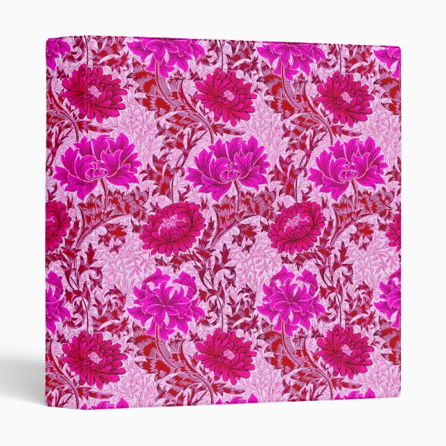 William Morris Chrysanthemums, Burgundy and Pink 3 Ring Binder (Front/Spine)