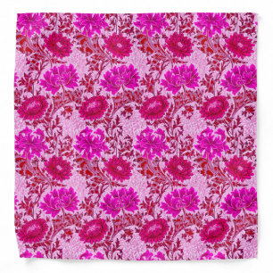 William Morris Chrysanthemums, Burgundy and Pink Bandana