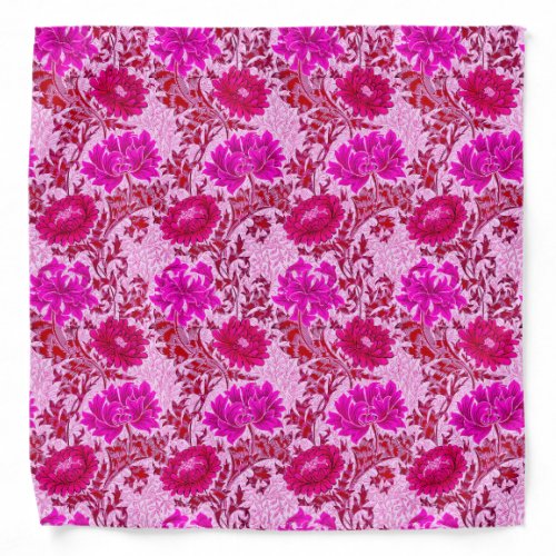 William Morris Chrysanthemums Burgundy and Pink Bandana