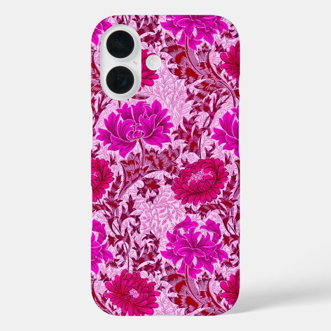William Morris Chrysanthemums, Burgundy and Pink Case-Mate iPhone Case (Back)