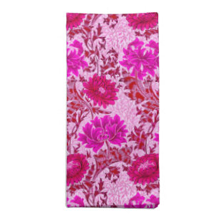 William Morris Chrysanthemums, Burgundy and Pink Cloth Napkin