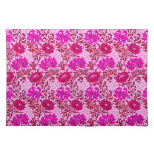 William Morris Chrysanthemums, Burgundy and Pink Cloth Placemat