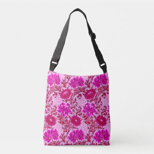 William Morris Chrysanthemums Burgundy and Pink Crossbody Bag