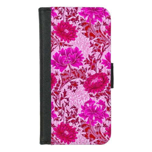 William Morris Chrysanthemums Burgundy and Pink iPhone 87 Wallet Case
