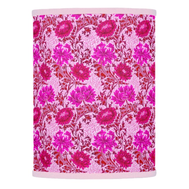 William Morris Chrysanthemums, Burgundy and Pink Lamp Shade (Front)