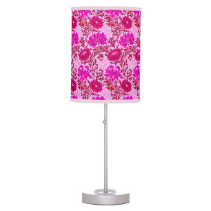 William Morris Chrysanthemums, Burgundy and Pink Table Lamp