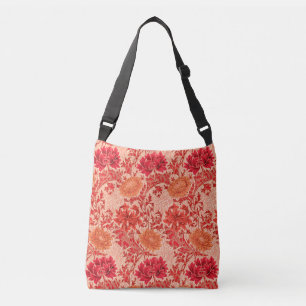 William Morris Chrysanthemums, Coral Orange Crossbody Bag
