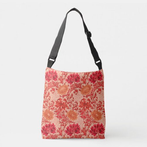 William Morris Chrysanthemums Coral Orange Crossbody Bag