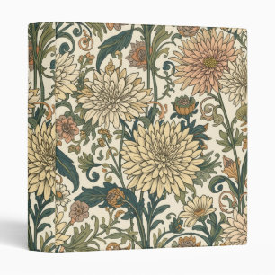 William Morris Chrysanthemums Floral Art Nouveau 3 Ring Binder