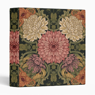 William Morris Chrysanthemums Floral Art Nouveau 3 Ring Binder