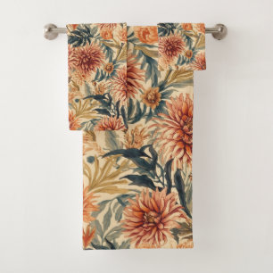 William Morris Chrysanthemums Floral Art Nouveau Bath Towel Set