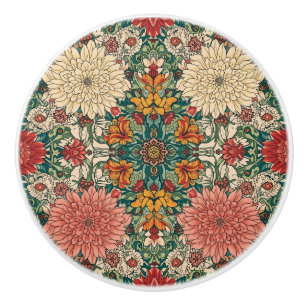  William Morris Chrysanthemums Floral Art Nouveau  Ceramic Knob