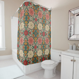 William Morris Chrysanthemums Floral Art Nouveau Shower Curtain