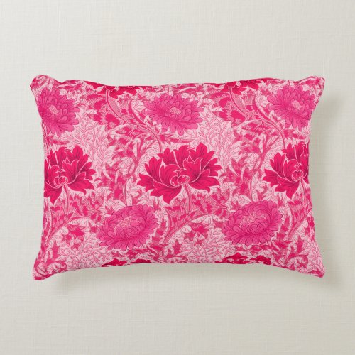 William Morris Chrysanthemums Fuchsia Pink Accent Pillow