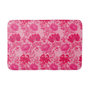 William Morris Chrysanthemums, Fuchsia Pink Bathroom Mat