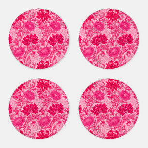 William Morris Chrysanthemums, Fuchsia Pink  Coaster Set