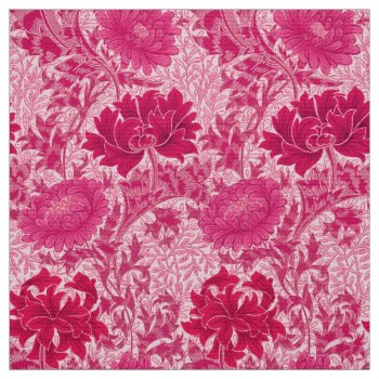 William Morris Chrysanthemums  Fuchsia Pink Fabric by Floridity at Zazzle