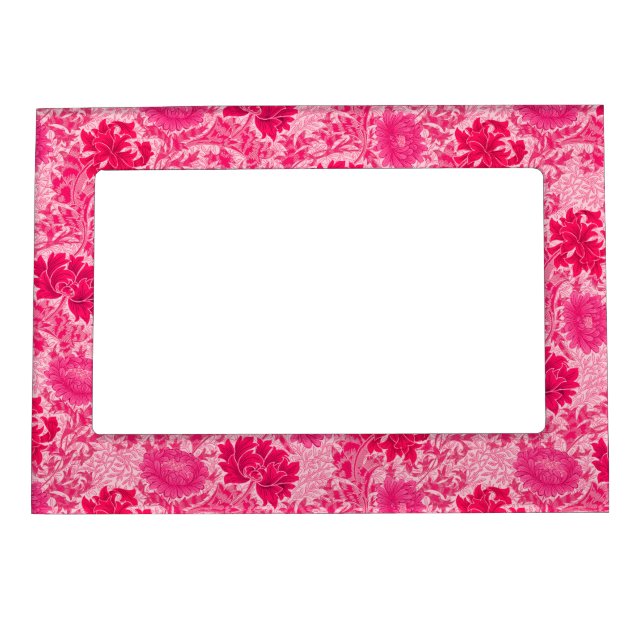 William Morris Chrysanthemums, Fuchsia Pink Magnetic Frame (Front)