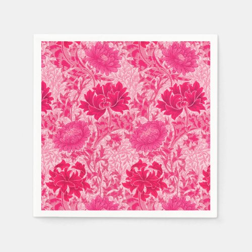 William Morris Chrysanthemums Fuchsia Pink Napkins